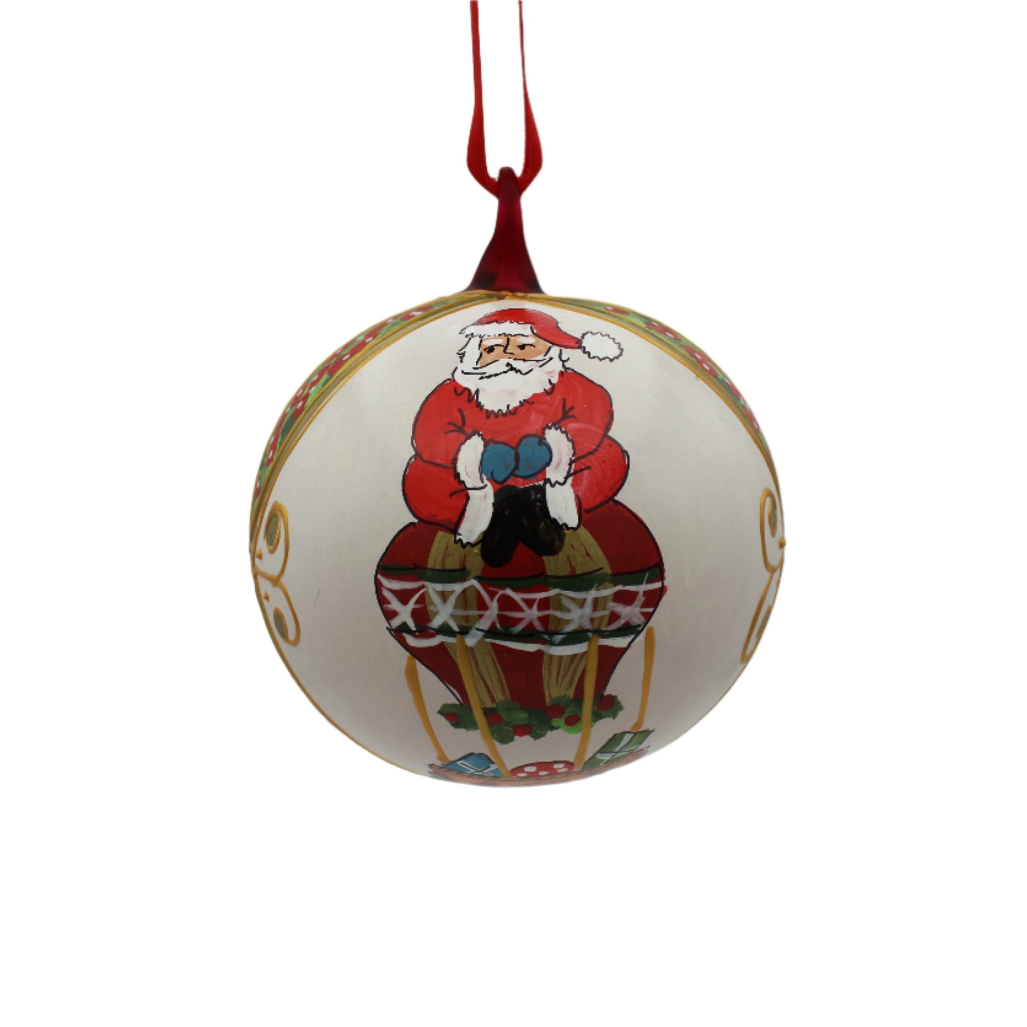 Bauble Sitting Santa Red