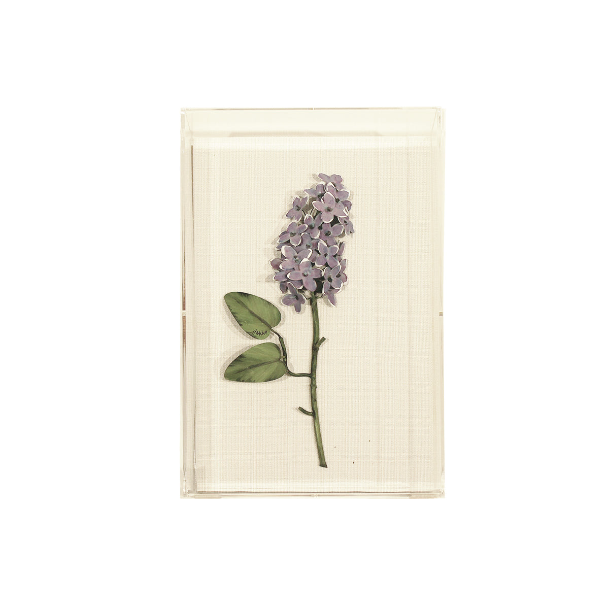 Handmade Metal Lilac Floral Study in Perspex