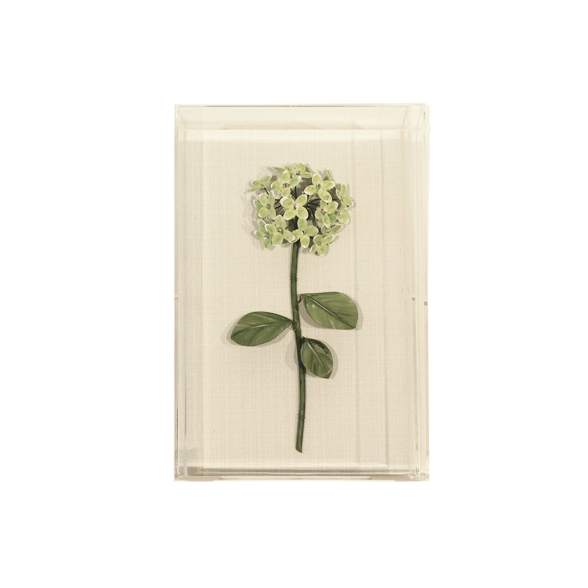 Handmade Metal Hydrangea Floral Study in Perspex