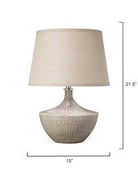 Basketweave Table Lamp - Cream/Brown