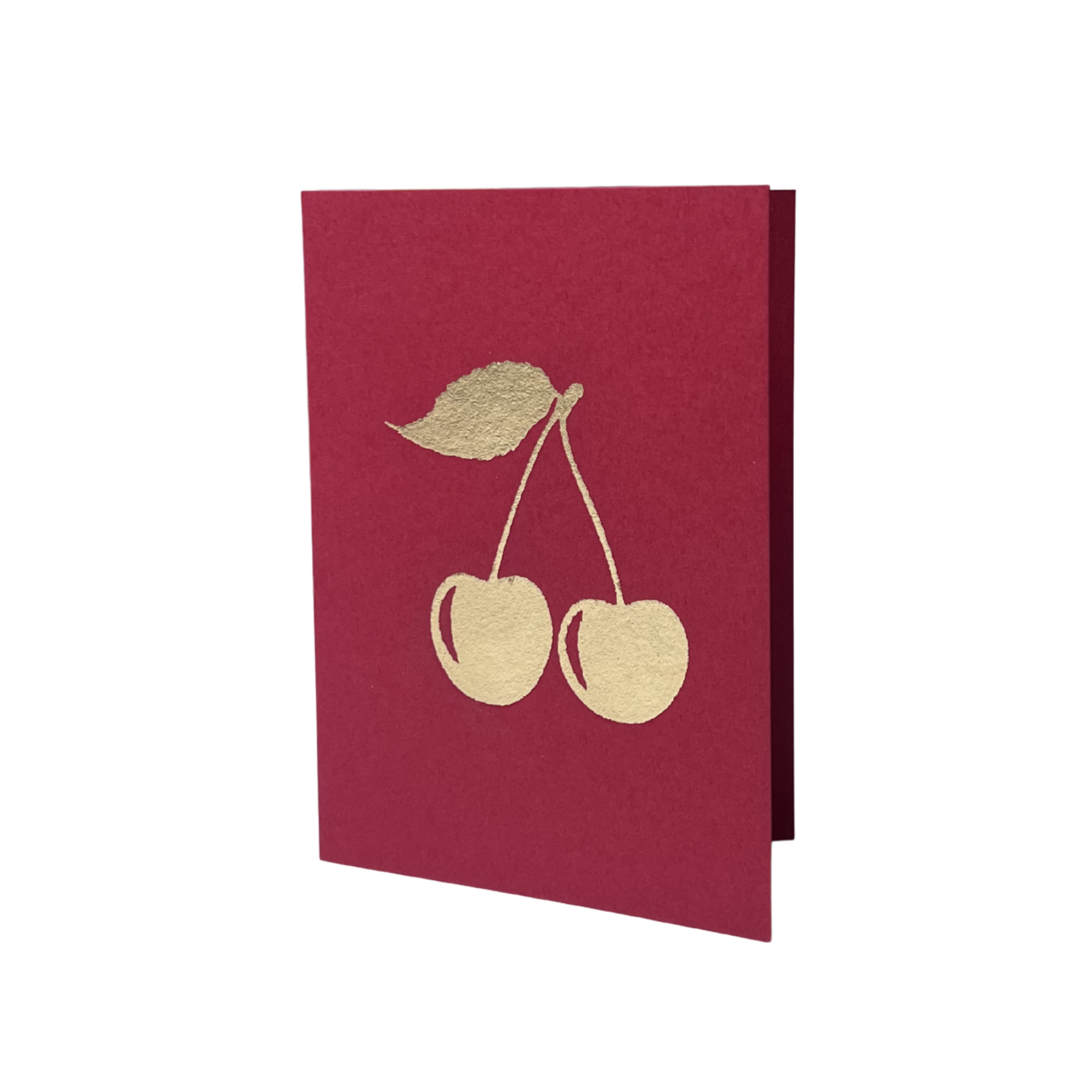 Gold Leaf Card Cherry Red