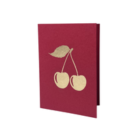 Gold Leaf Card Cherry Red