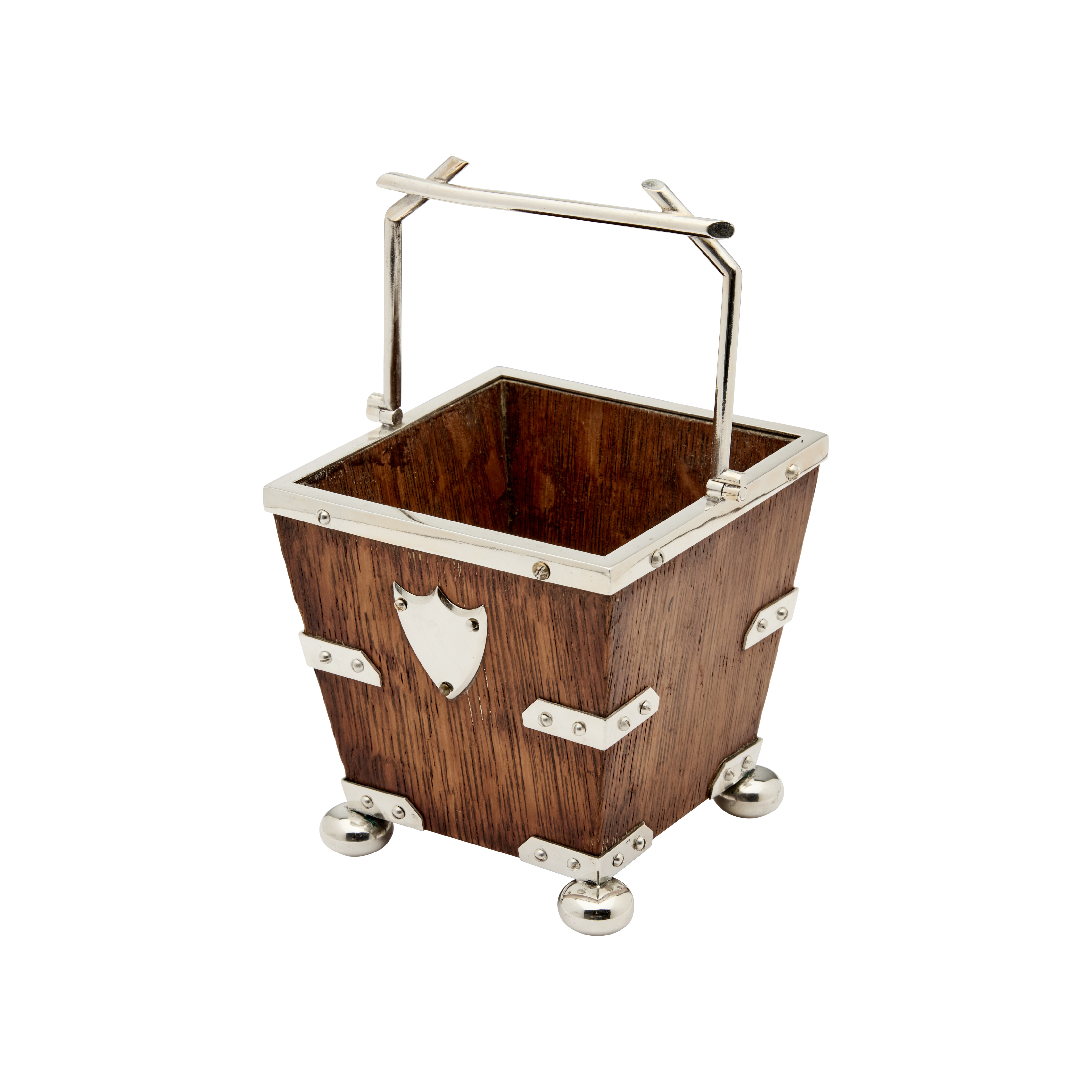 Antique Oak Basket Silver Plated c.1910