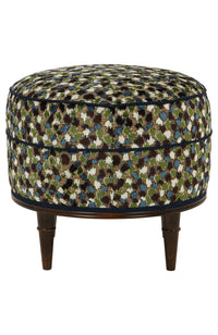 Nina Campbell Alice Stool in Orford Blue/Emerald/Chocolate