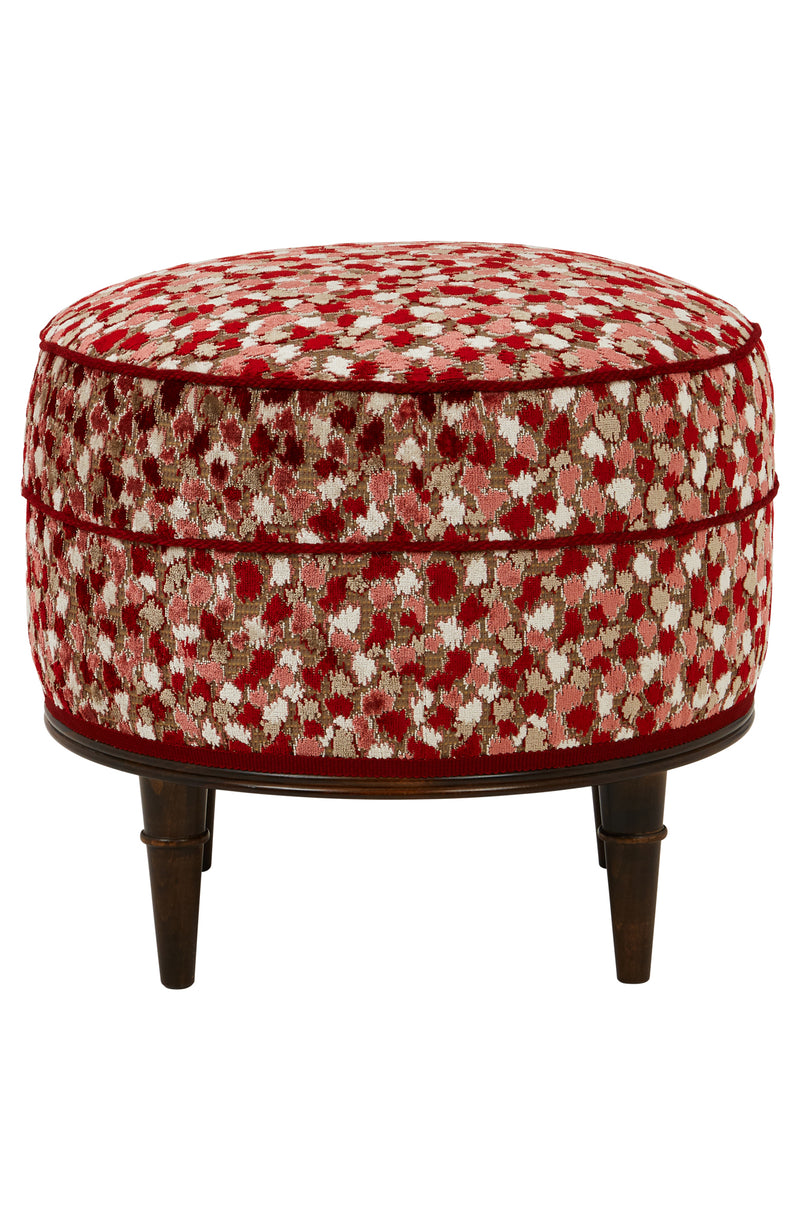 Alice Stool - Orford Red/Rose/Taupe Fabric