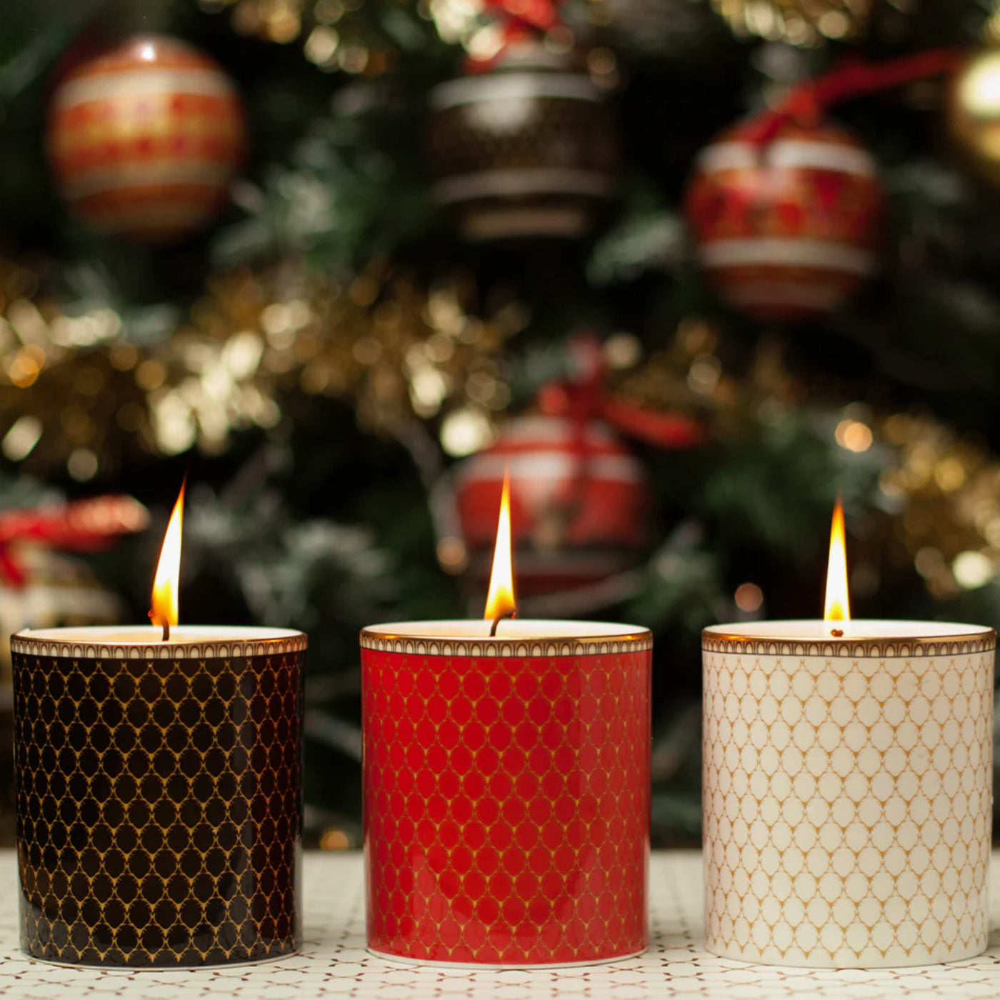 Antler Trellis Lidded Candle Red Cinnamon