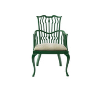 Nina Campbell Archie Chair in Green Bagatelle against a white background