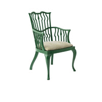 Nina Campbell Archie Chair in Green Bagatelle against a white background