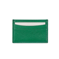 Slim Card Case Green Goatskin Leather
