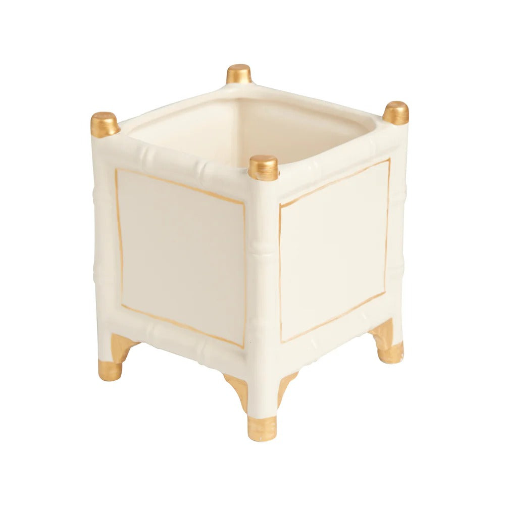Bamboo Small Cachepot Gold/White – Nina Campbell
