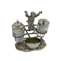 Antique Silver Cruet Set Boy on Gate Circa 1920