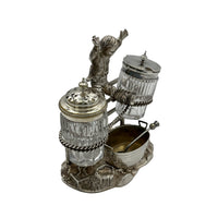 Antique Silver Cruet Set Boy on Gate Circa 1920