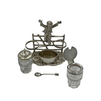 Antique Silver Cruet Set Boy on Gate Circa 1920