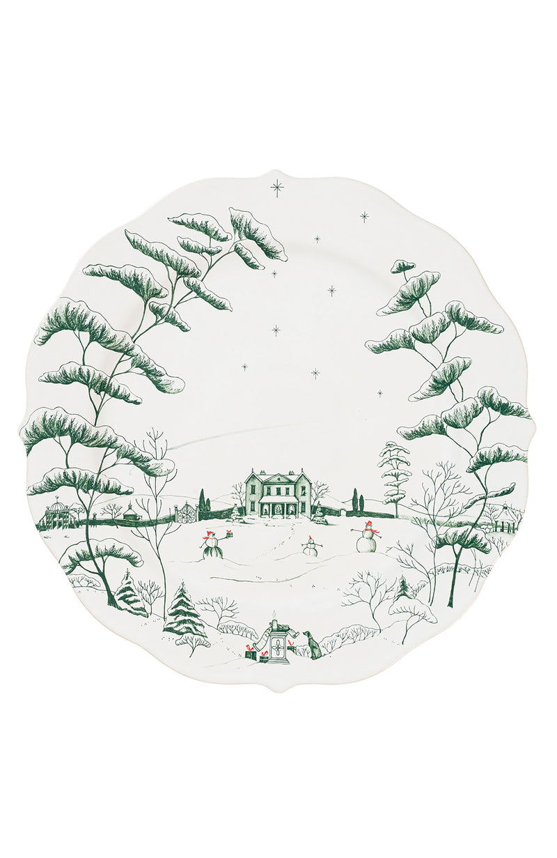 Country Estate Winter Frolic Platter Round Evergreen