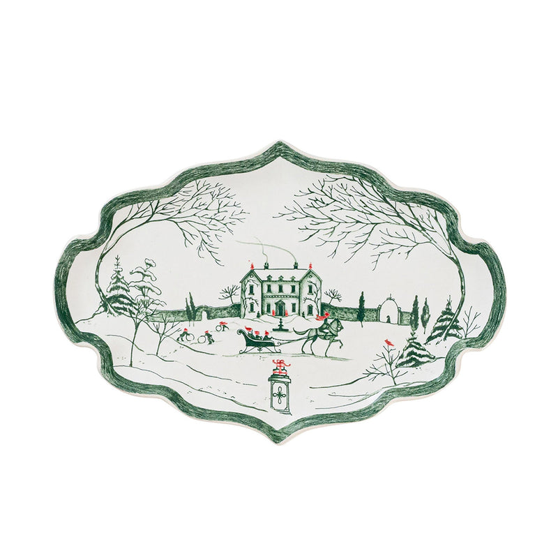 Country Estate Winter Frolic Gift Tray Evergreen