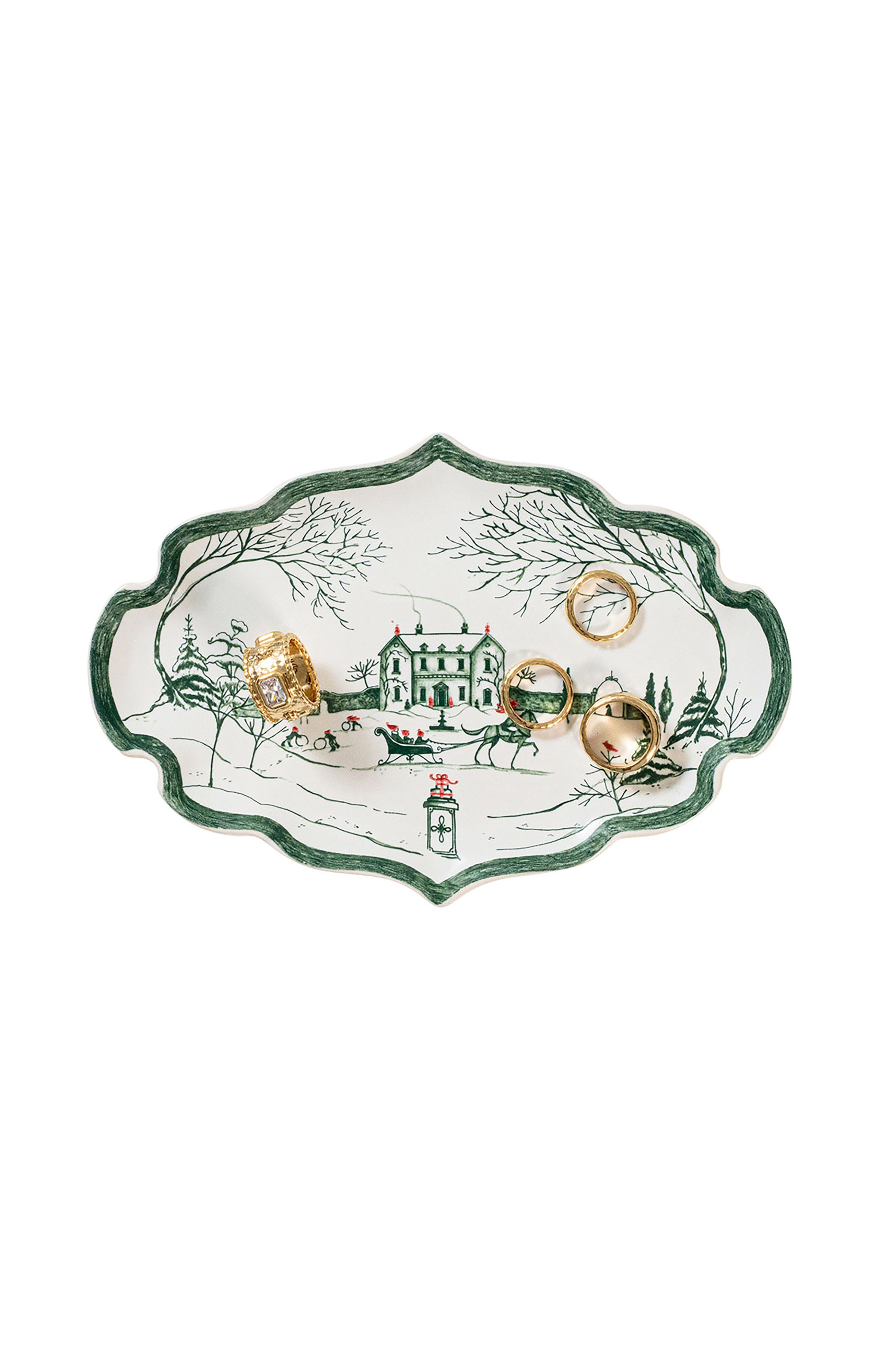 Country Estate Winter Frolic Gift Tray Evergreen