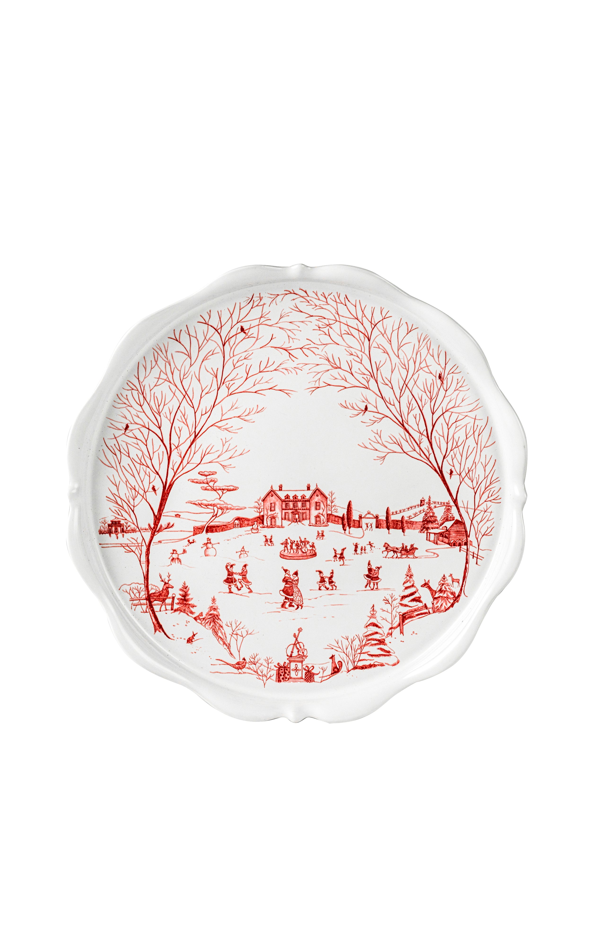 Country Estate Winter Frolic Cake Stand Ruby