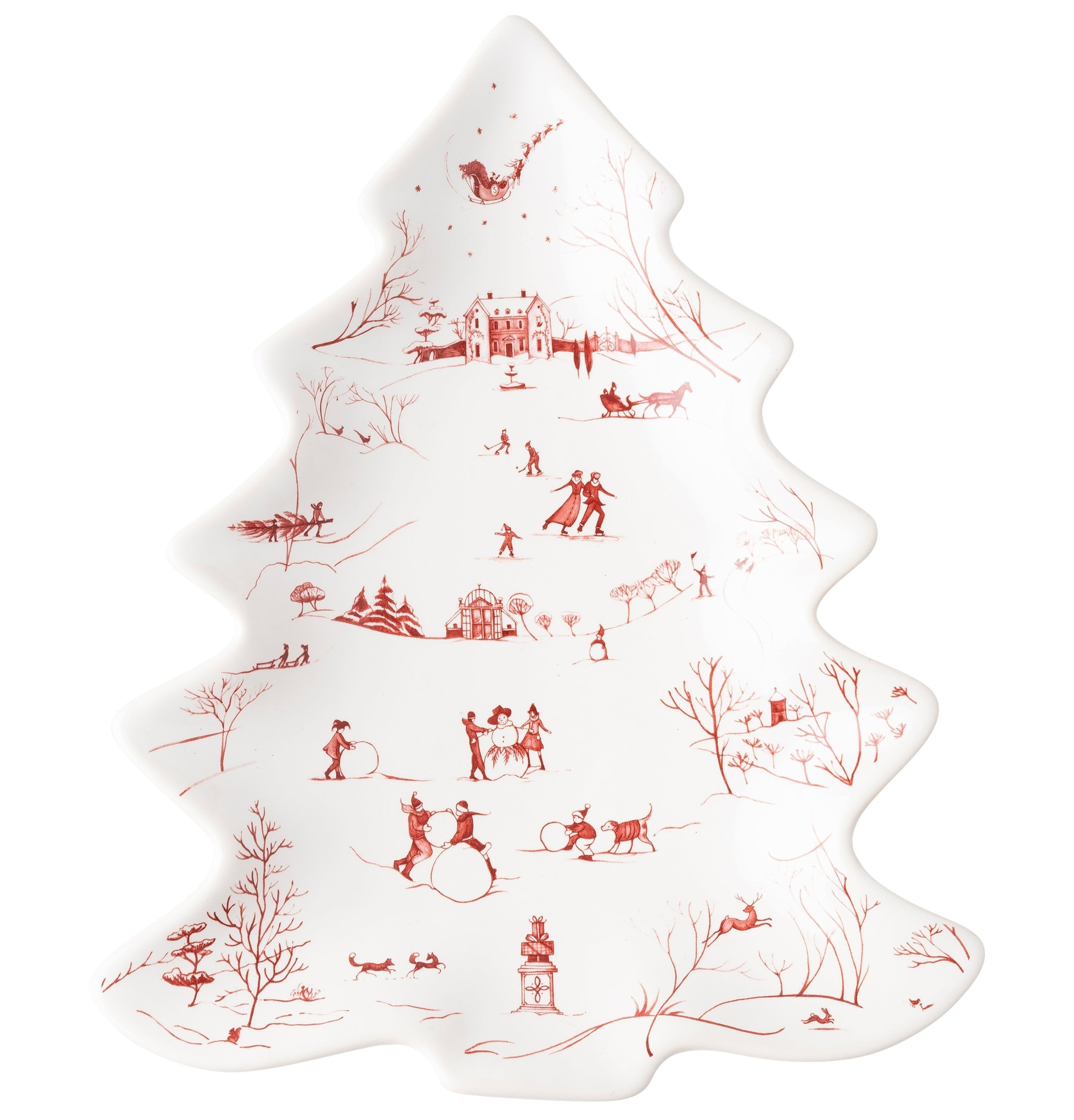 Country Estate Winter Frolic Small Tree Tray Ruby