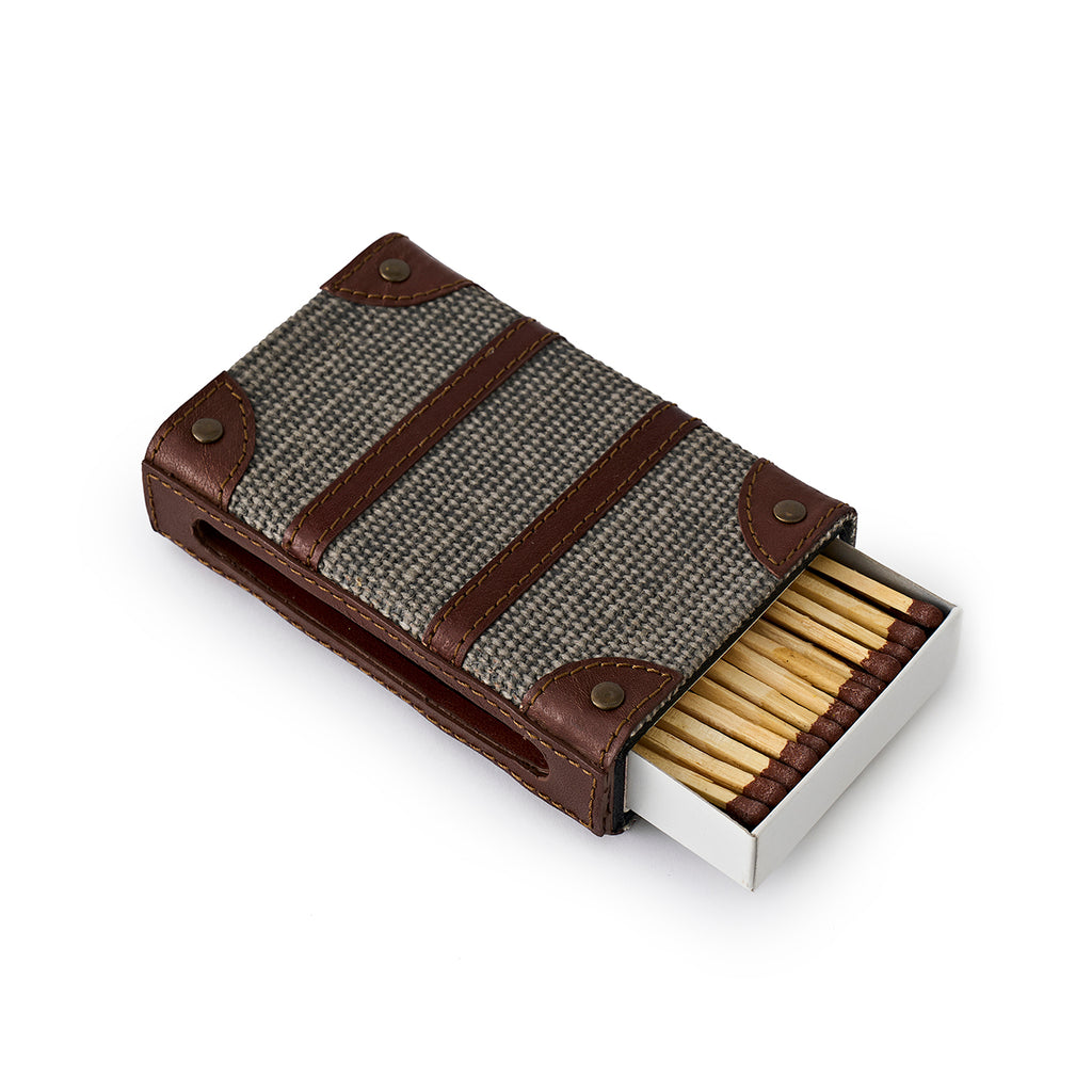 Dillon Match Box Leather Grey/Tobacco – Nina Campbell