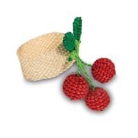 Nina Campbell Raffia Napkin Ring Cherry against a white background