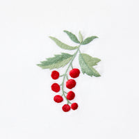 Close up of Nina Campbell cocktail / coaster red berries on a white background