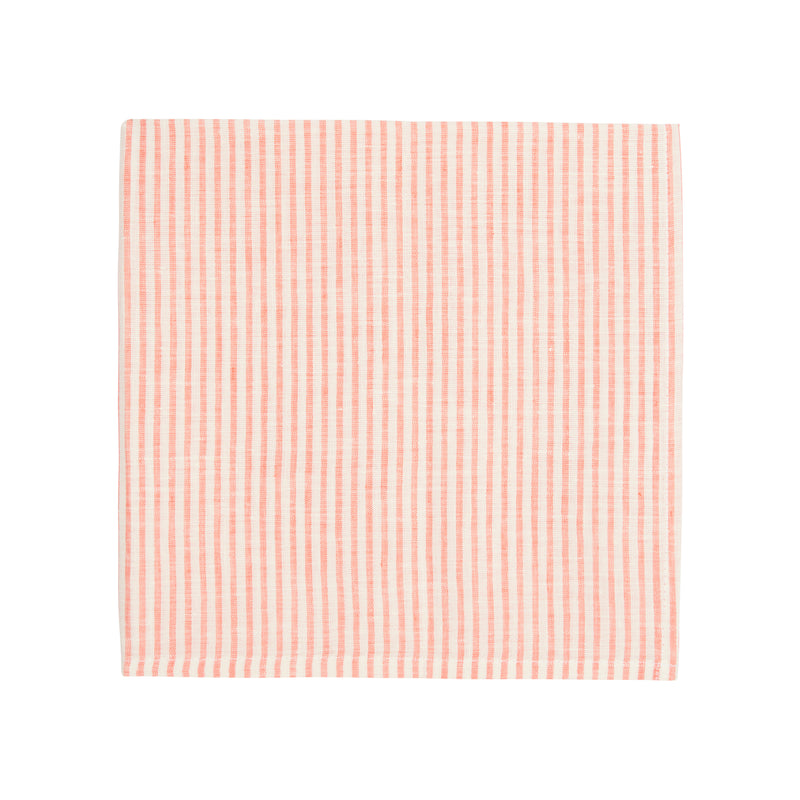 Napkin Stripe 54cm x 54cm - Coral and White