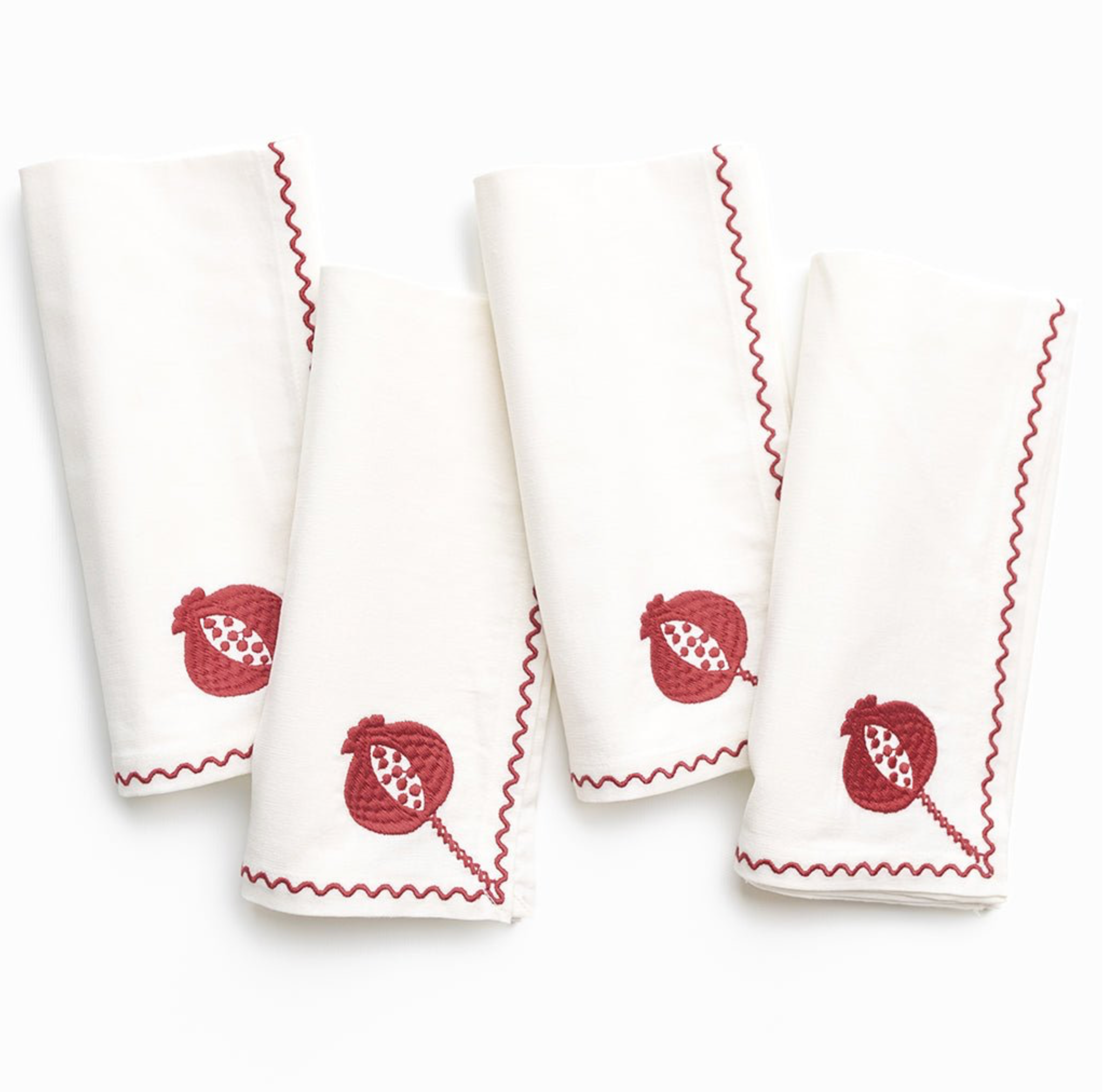 Pomegranate Crewel Burgundy Napkins Set of 4