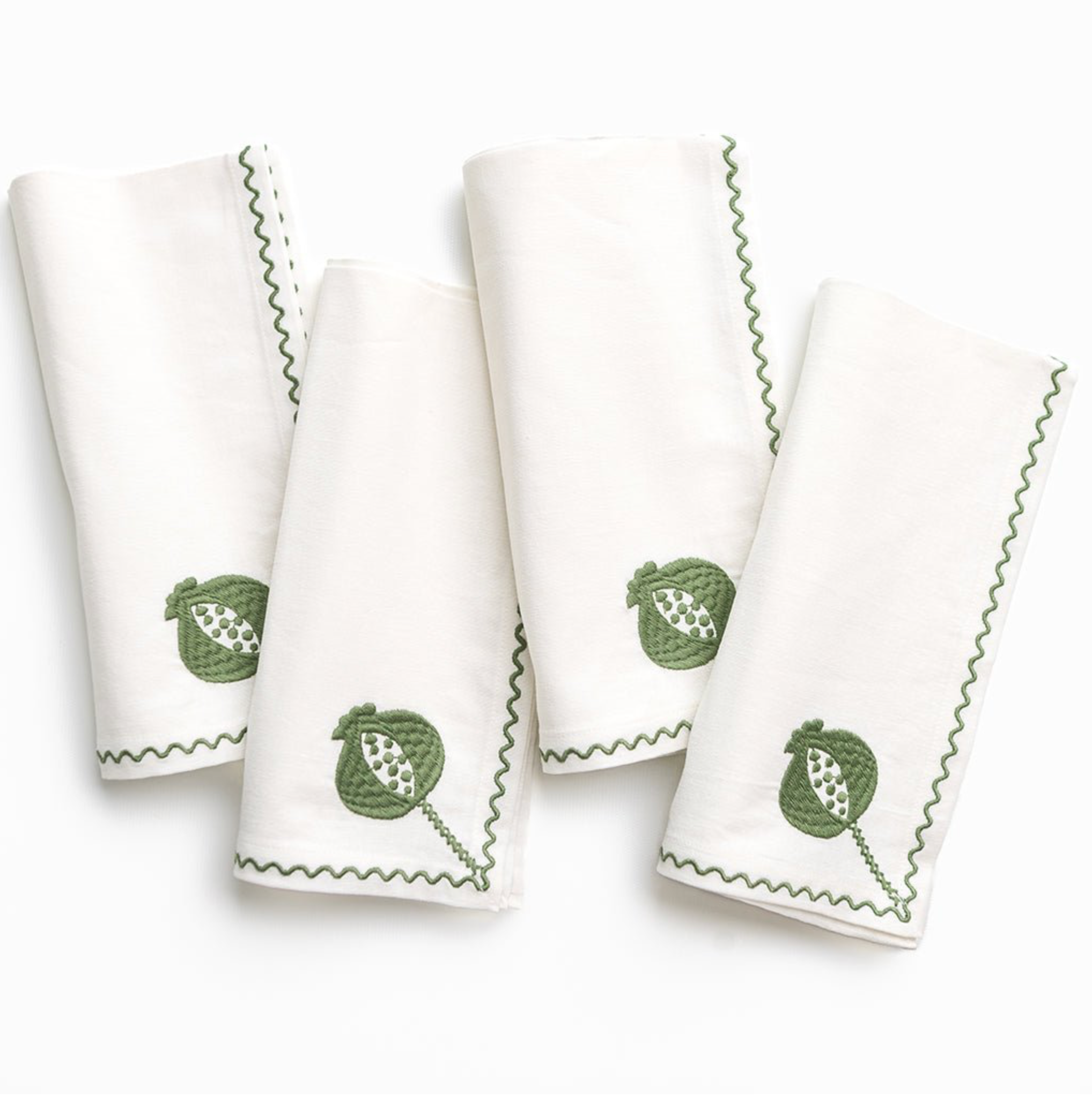 Pomegranate Crewel Green Napkins Set of 4