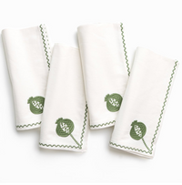 Pomegranate Crewel Green Napkins Set of 4