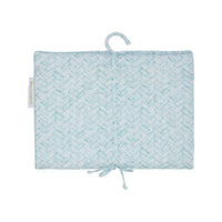 Nina Campbell Hanging Bag in an aqua Basketweave pattern against a white background