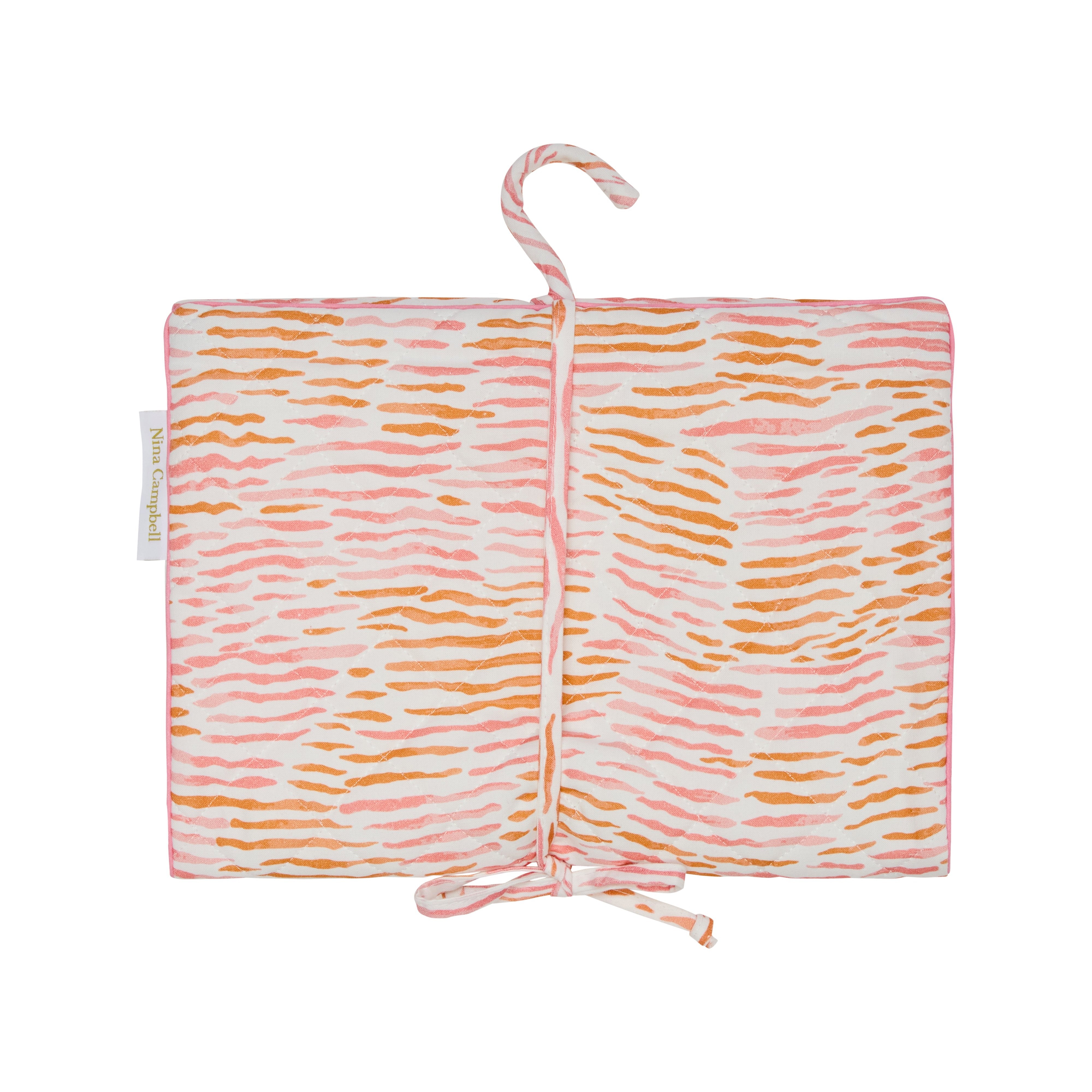 Nina Campbell Hanging Bag in the arles pink/orange pattern against a white background