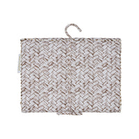 Nina Campbell Hanging Bag in a chocolate brown Basketweave pattern against a white background