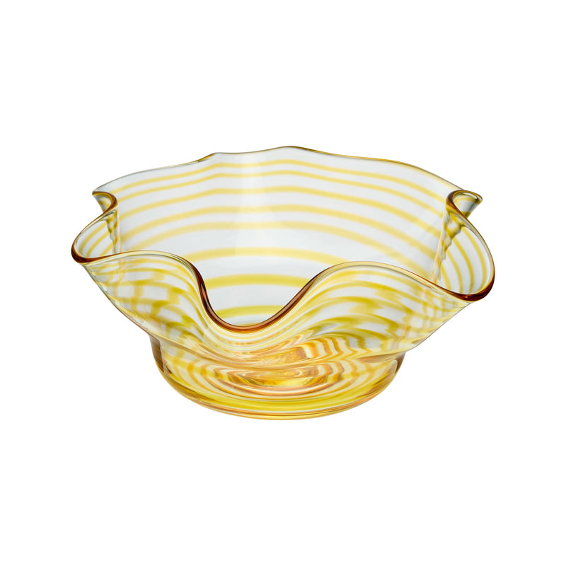 Nina Campbell Bonbon Bowl Yellow Swirl against a white background