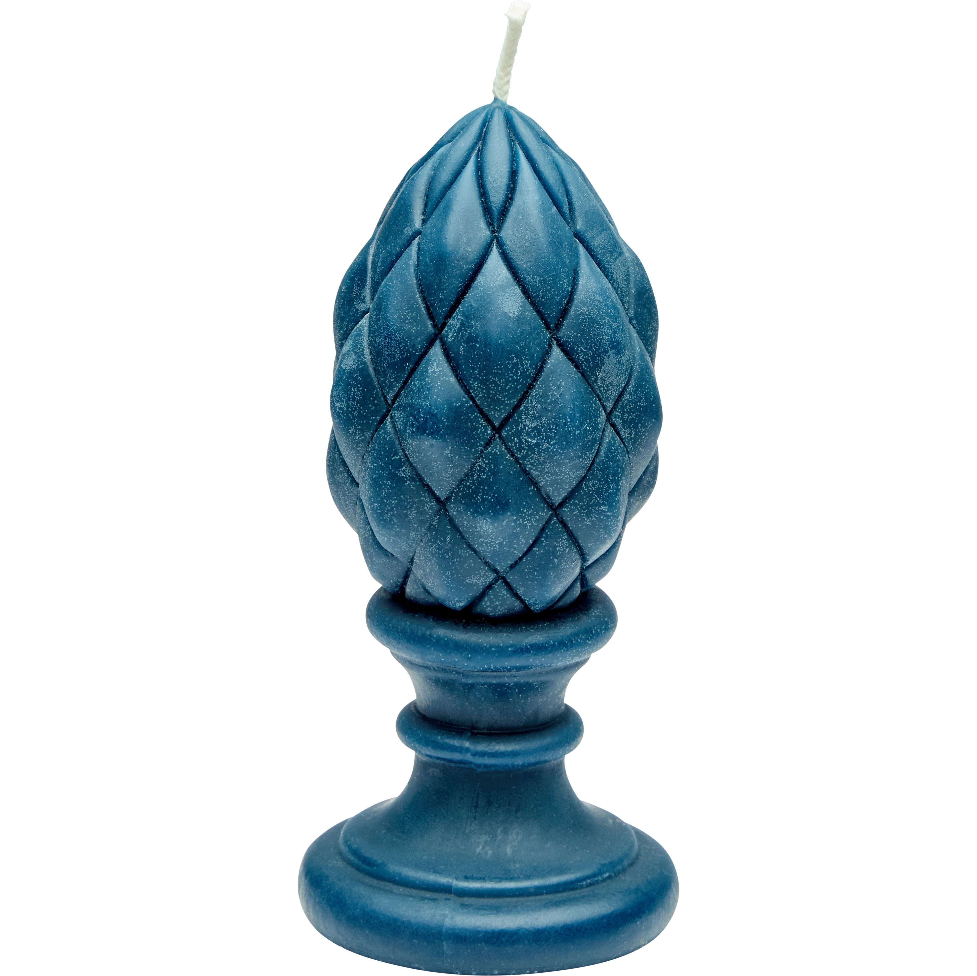 Nina Campbell Blue Finial Candle on white background 