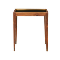 Nina Campbell Sidney End Table in Black Leather against a white background