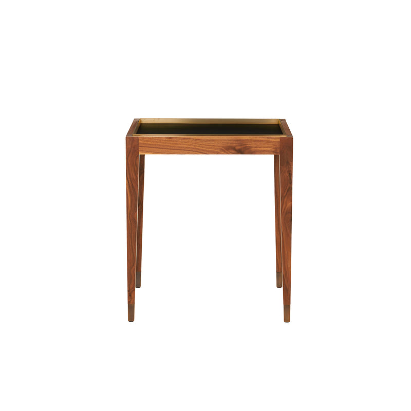 Nina Campbell Sidney End Table in Black Leather against a white background