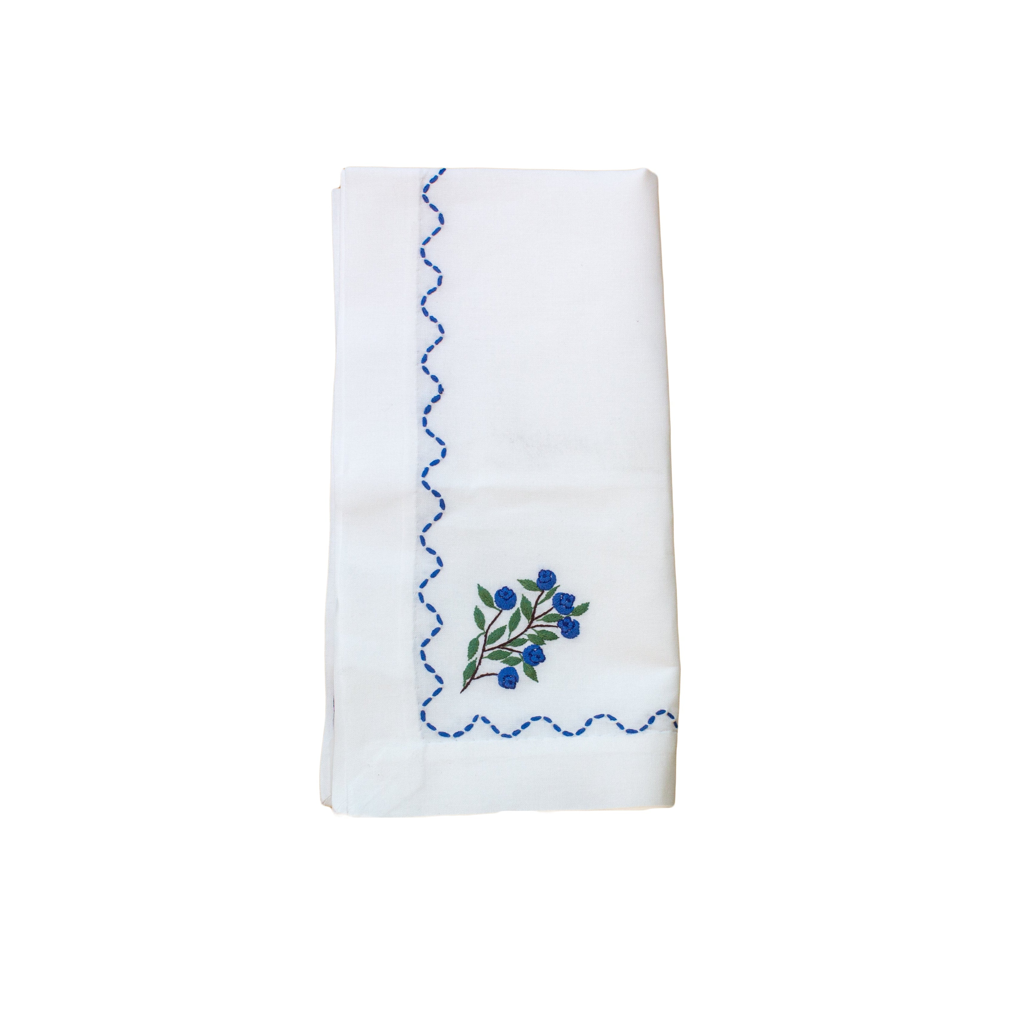 Napkin Hand Embroidered Blueberries