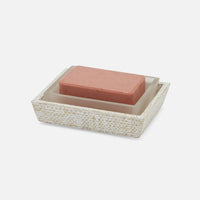 Nina Campbell Ghent Whitewashed Woven Soap Dish against a white background