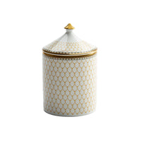 Nina Campbell Ivory and Gold Lidded Candle on a white background