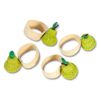 Nina Campbell Raffia Napkin Ring Green Pear collection of 4