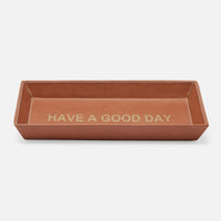 Nina Campbell Desk Tray Camel Have a Good Day against a white background