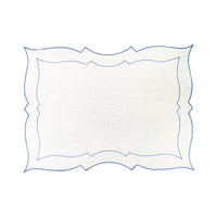 Nina Campbell Coated Linen Placemat Decorative Rectangular White/Navy against a white background