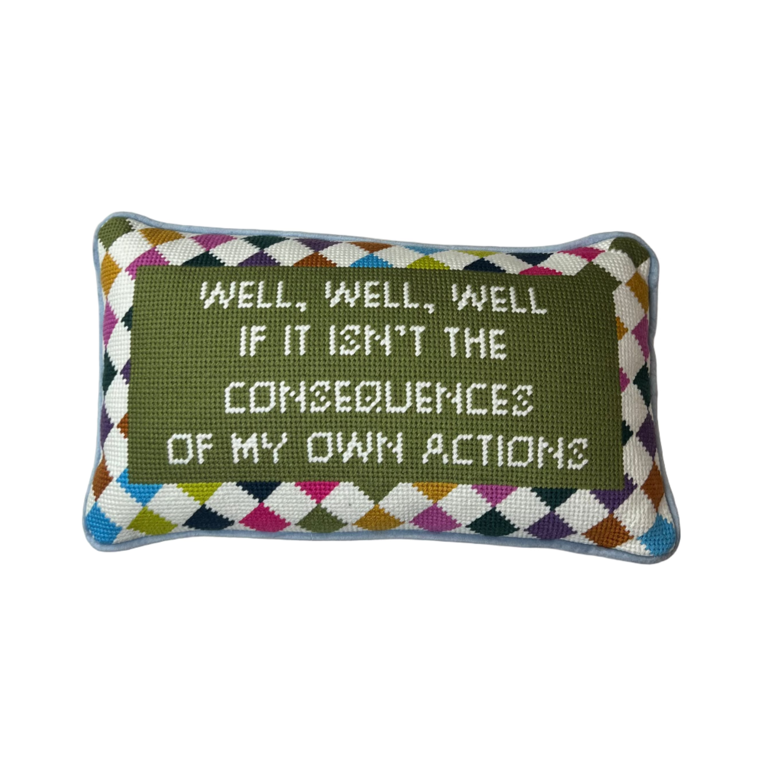 Well Well Well Needlepoint Cushion