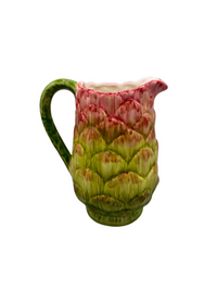 Nina Campbell hand painted artichoke jug on white background