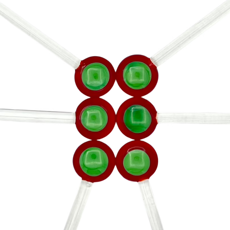 Nina Campbell Cocktail stirrers, red and green circle set of 6 on white background 