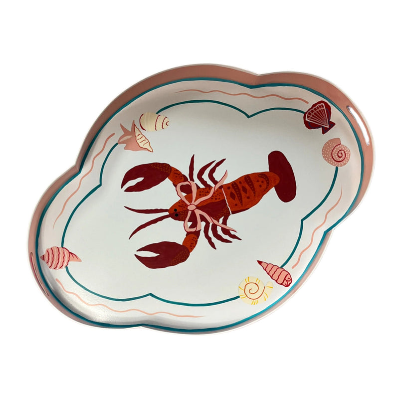 Lobster Tray Enamelled Hand-Painted Iron Tray