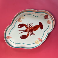 Lobster Tray Enamelled Hand-Painted Iron Tray