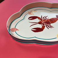 Lobster Tray Enamelled Hand-Painted Iron Tray