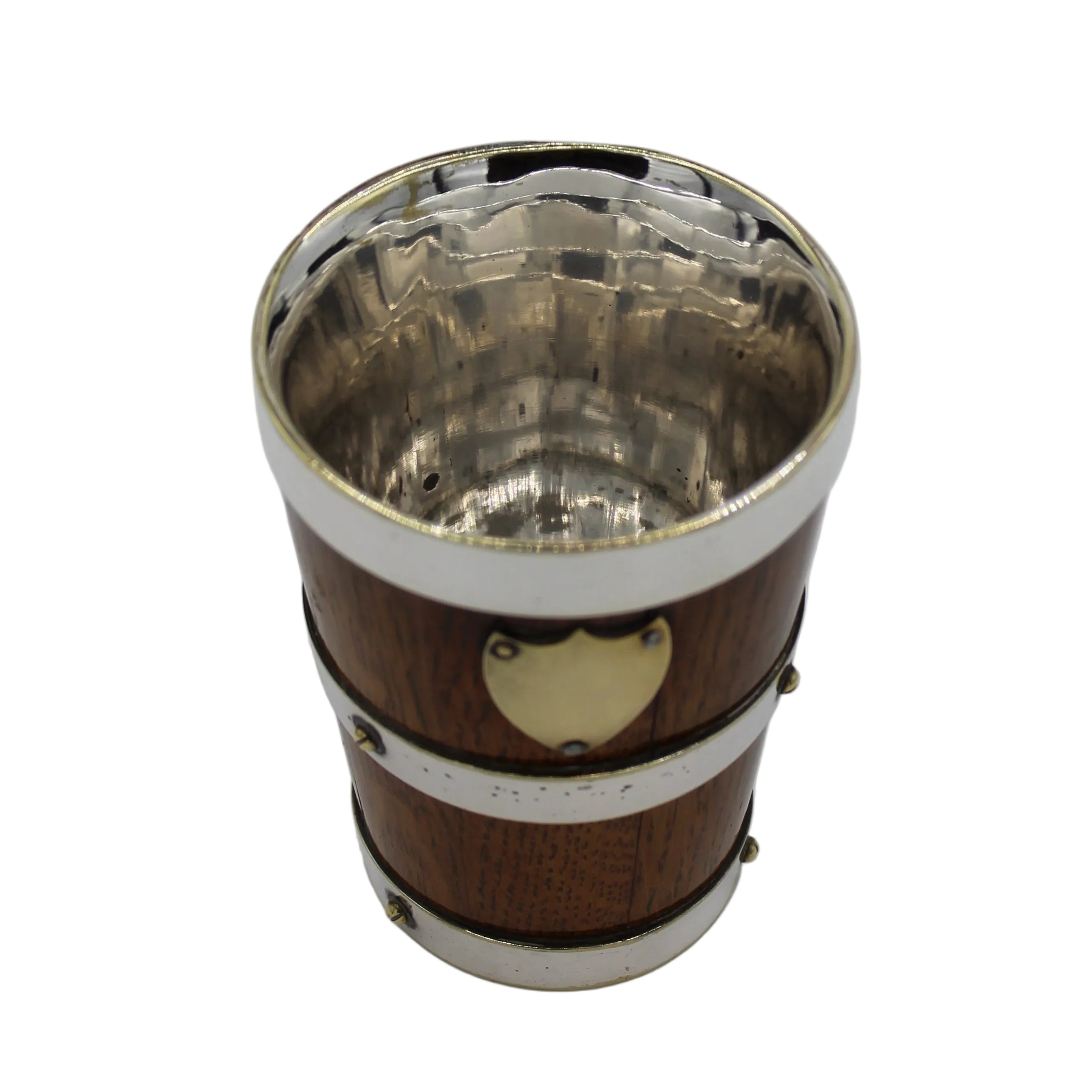 A Silver Plated, Brass and Oak Beaker, c. 1890