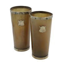 A Pair of Silver Plated Horn Beakers